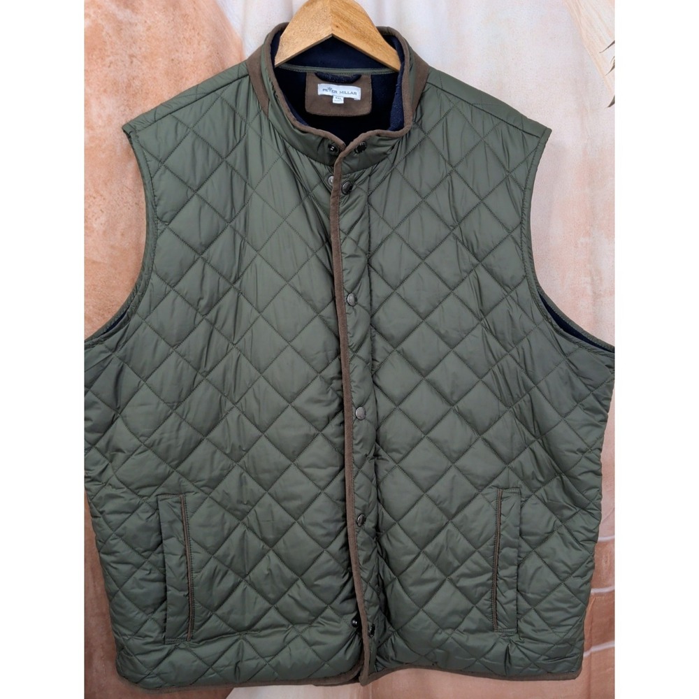 Peter Millar Essex Quilted Travel Vest Olive Green - Picture 2 of 9